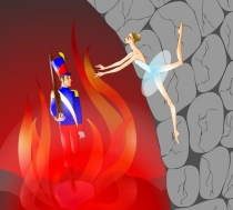 The little tin soldier and the ballerina into the fire